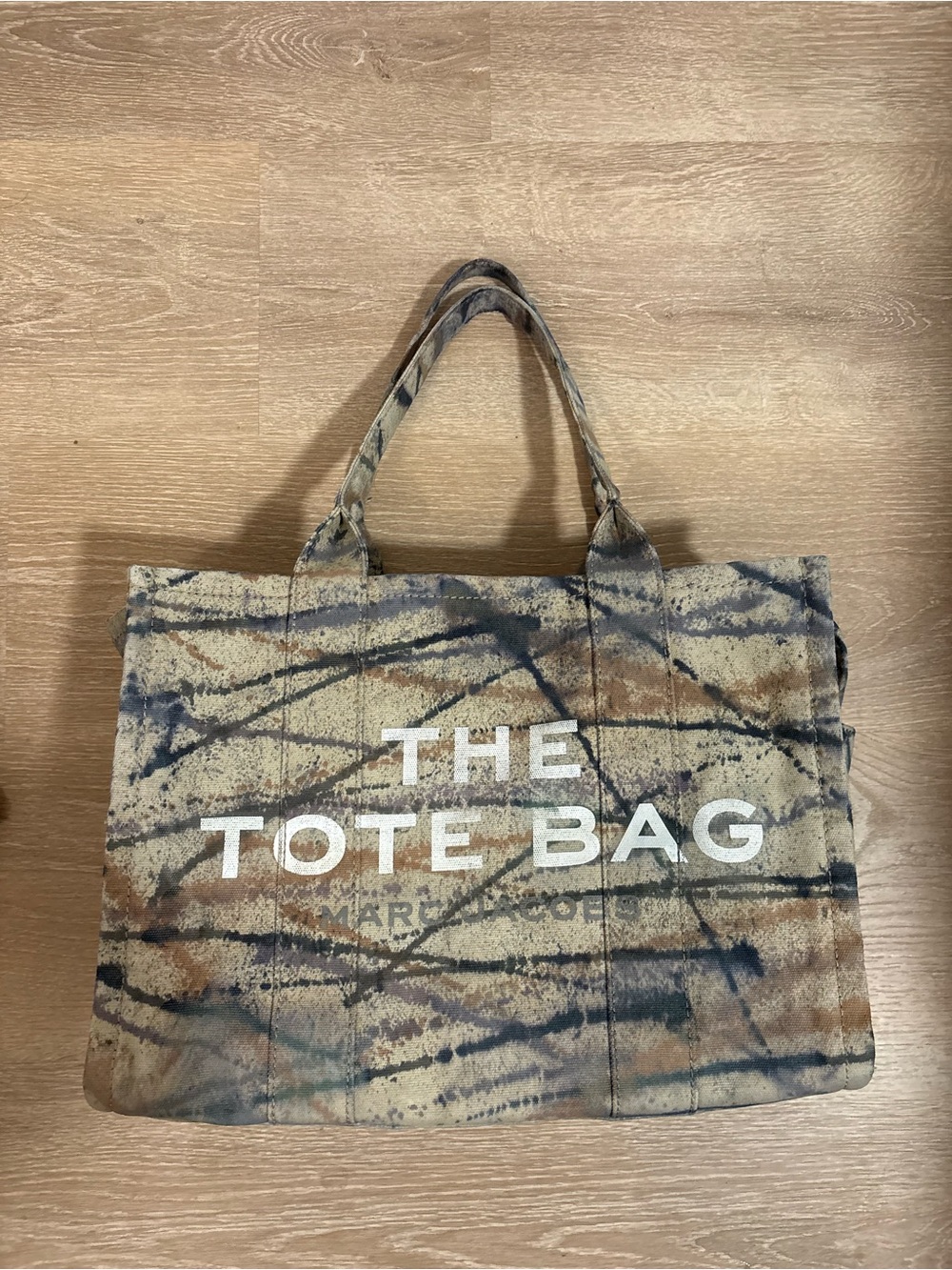 Large Marc Jacobs custom The Tote Bag w/Camouflage Watercolor Splatter (w/wear)
